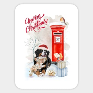 Bernese Mountain Dog Merry Christmas Santa Dog Sticker